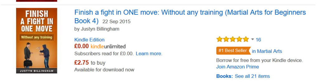 Justyn Billingham Amazon bestselling book self defence training guide number one author