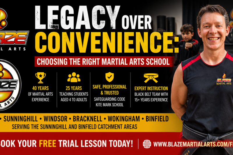 Blaze Martial Arts instructor with 40 years experience promoting martial arts classes in Ascot Windsor Bracknell Wokingham and Binfield