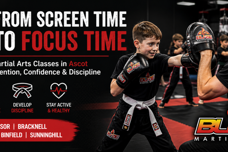 kickboxing classes Ascot for kids and beginners at Blaze Martial Arts improving attention and fitness