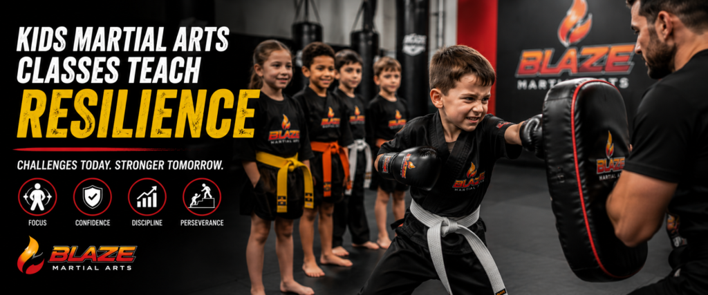 kids martial arts classes teaching resilience, confidence focus and respect