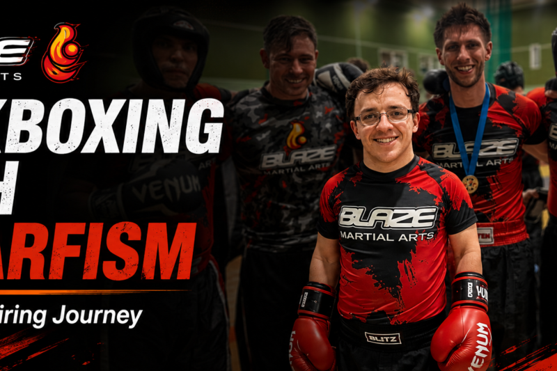 Cyrus’s inspiring journey in kickboxing with dwarfism, pictured with his Blaze Martial Arts competition team.