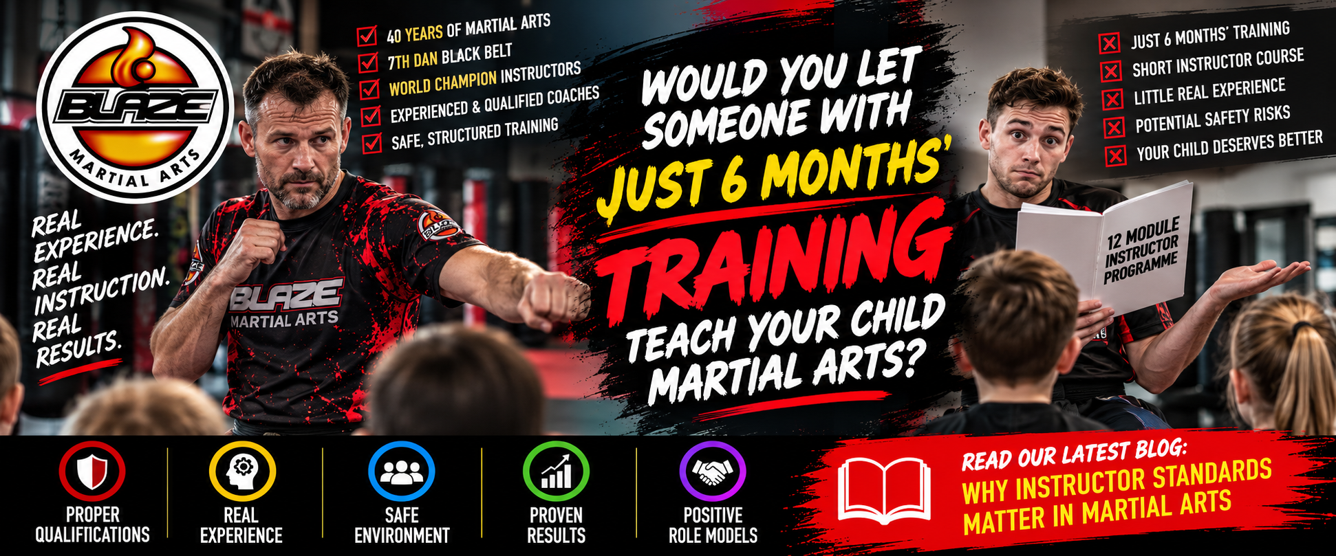 Martial arts instructor qualifications and experience matter when choosing who teaches you or your child at a martial arts school.